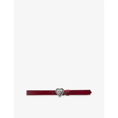 Zadig & Voltaire Womens Power Santa Fe Heart-buckle Leather Belt In Burgundy