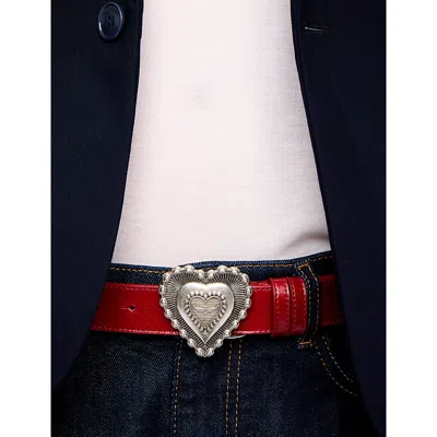 Zadig & Voltaire Womens Power Santa Fe Heart-buckle Leather Belt In Burgundy