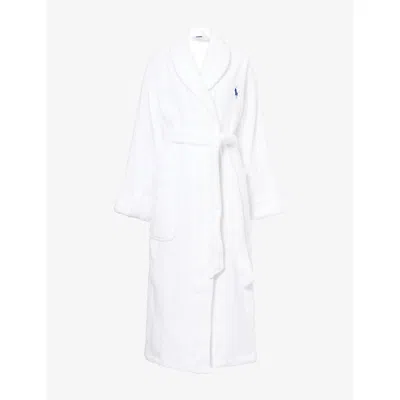 Polo Ralph Lauren Womens Ultramarine Bear-print Back Cotton Towelling Robe L/xl In White