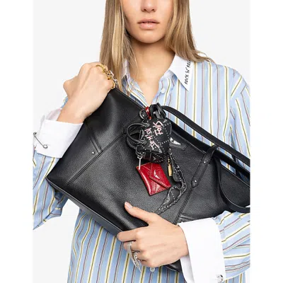 Zadig & Voltaire Womens Black Branded Leather Tote Bag In Black