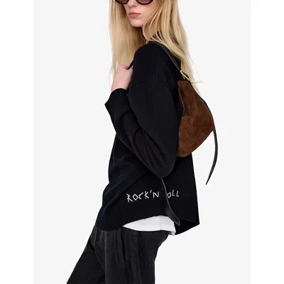 Zadig & Voltaire Womens Wood Baby Jane Suede Shoulder Bag In Brown