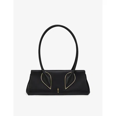 Christian Louboutin Venus Calf Leather Baguette Shoulder Bag In Black