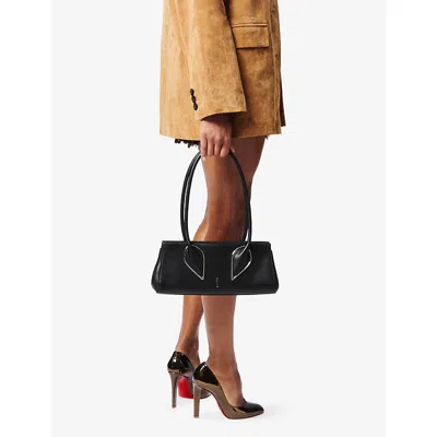 Christian Louboutin Venus Calf Leather Baguette Shoulder Bag In Black