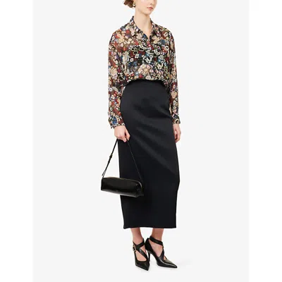 Khaite Goya Floral Silk Chiffon Button-down Top In Multi