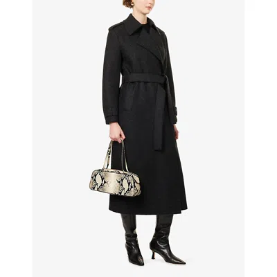 Harris Wharf London Mens Anthracite Regular-fit Belted Wool Trench Coat In Black