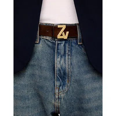Zadig & Voltaire Womens Wood Zv Initiale Branded-buckle Suede Belt In Black