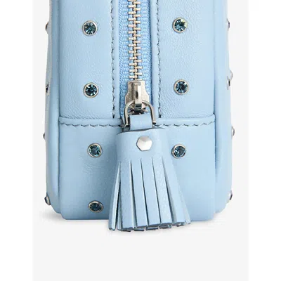Anya Hindmarch Womens School Blue Crystals Important Things Leather Pouch