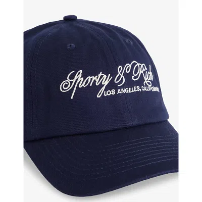 Sporty And Rich Womens Dark Navy Farm International Embroidered Cotton Cap In Blue