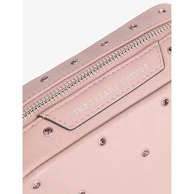Anya Hindmarch Womens Rose Crystals Important Things Leather Pouch In Pink