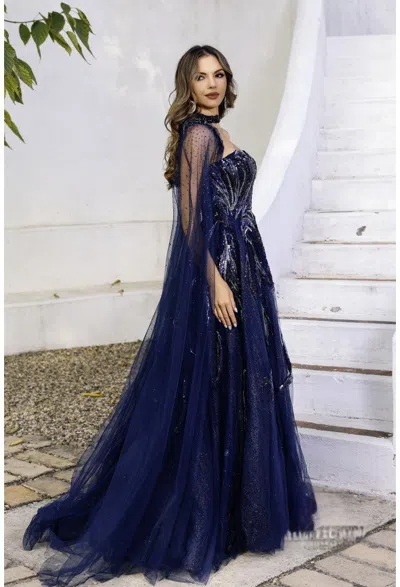 Terani Couture 251m4410 Navy 14 Sale In Blue