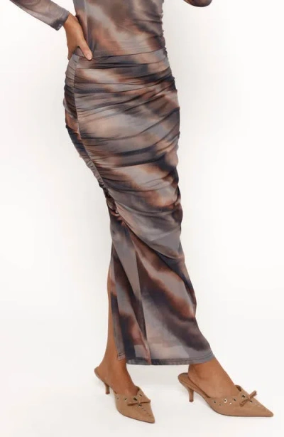 Petal And Pup Petal & Pup Zallocco Ruched Mesh Maxi Skirt In Multi