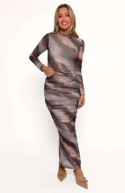 Petal And Pup Petal & Pup Zallocco Ruched Mesh Maxi Skirt In Multi