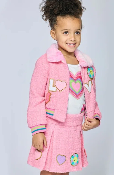 Baby Sara Kids' Love Patch Jacket In Pink