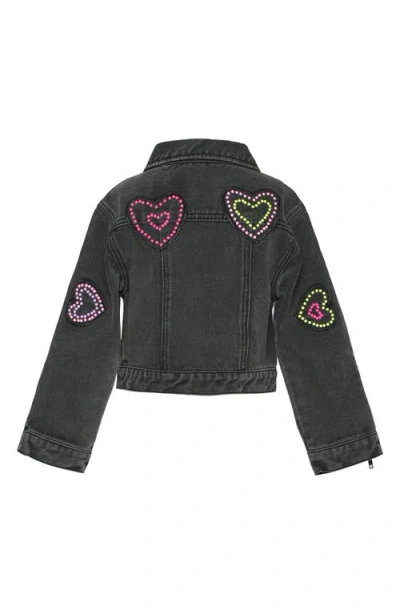 Baby Sara Kids' Embellished Denim Jacket In Black