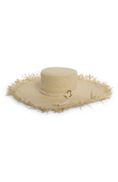 Bcbg Solid Frayed Wide Brim Hat In Neutral