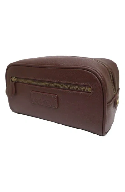 Brooks Brothers Grained Leather Dopp Kit In Brown