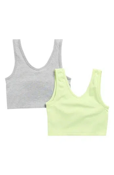 Yogalicious Kids' Addie 2-pack Support Crop Tank In Silver