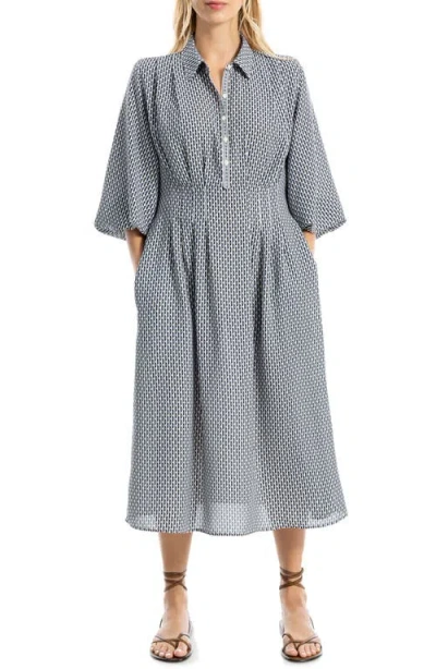 Max Studio Balloon Sleeve Midi Shirtdress In Multi