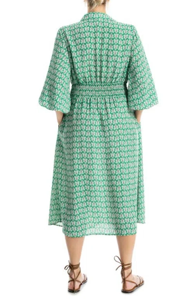 Max Studio Balloon Sleeve Midi Shirtdress In Multi