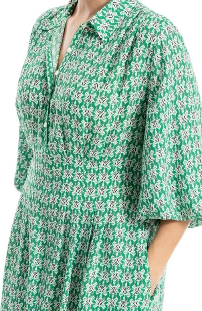 Max Studio Balloon Sleeve Midi Shirtdress In Multi