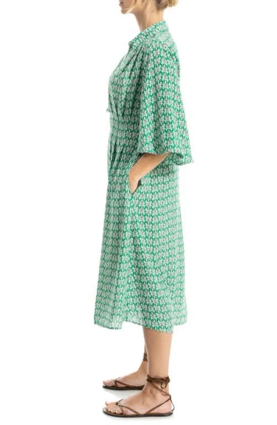 Max Studio Balloon Sleeve Midi Shirtdress In Multi