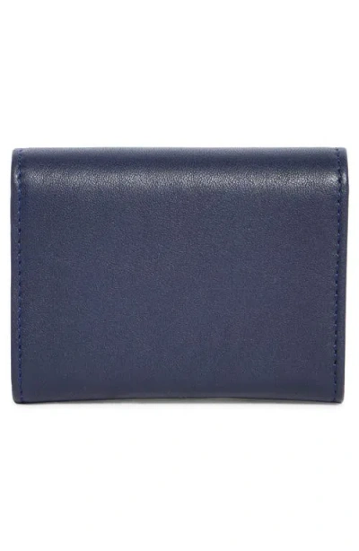 Longchamp Le Pliage Leather Flap Card Case In Blue
