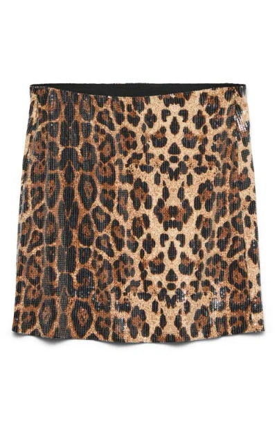 Vero Moda Lucy Sequin Leopard Print Miniskirt In Animal Print