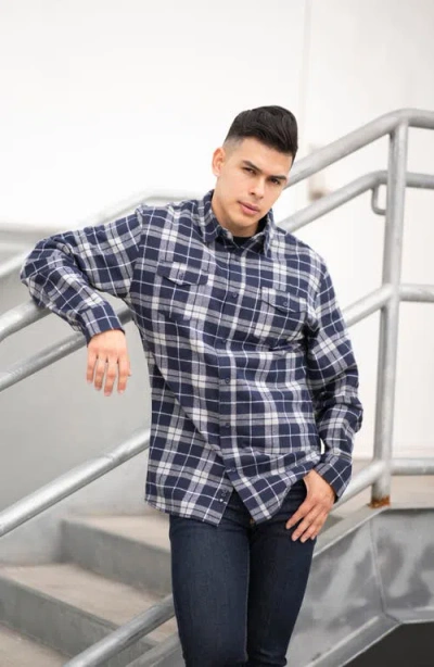 Burnside Plaid Flannel Shirt In Blue