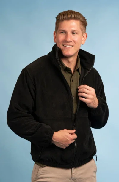 Burnside Polar Fleece Full Zip Jacket In Black