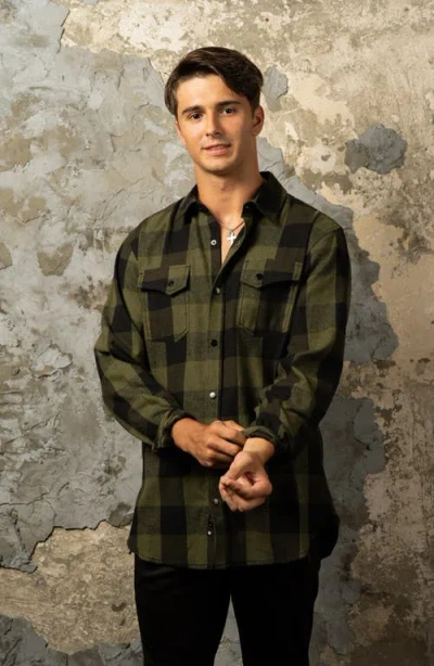 Burnside Plaid Flannel Shirt In Green
