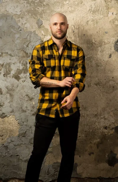 Burnside Plaid Flannel Shirt In Yellow