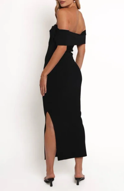 Petal And Pup Petal & Pup Off The Shoulder Body-con Midi Dress In Black