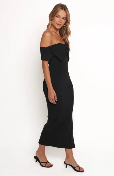 Petal And Pup Petal & Pup Off The Shoulder Body-con Midi Dress In Black