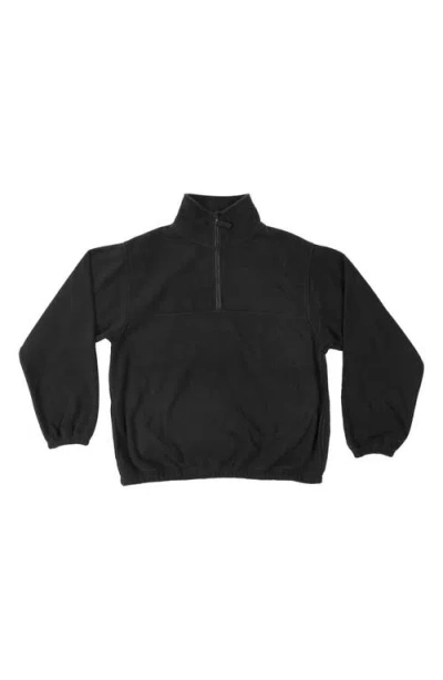 Burnside Polar Fleece Quarter Zip Sweatshirt In Black