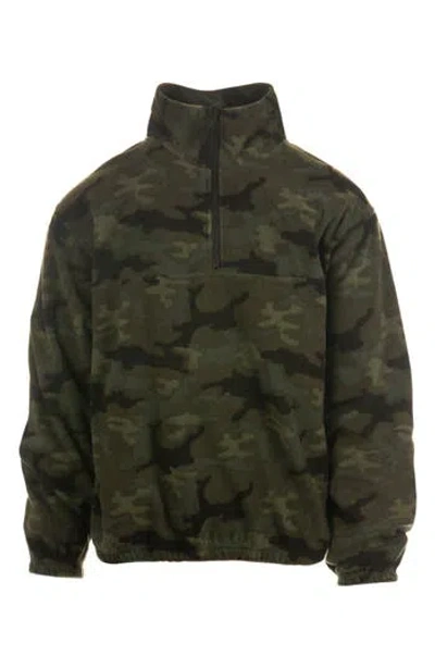 Burnside Polar Fleece Quarter Zip Sweatshirt In Green