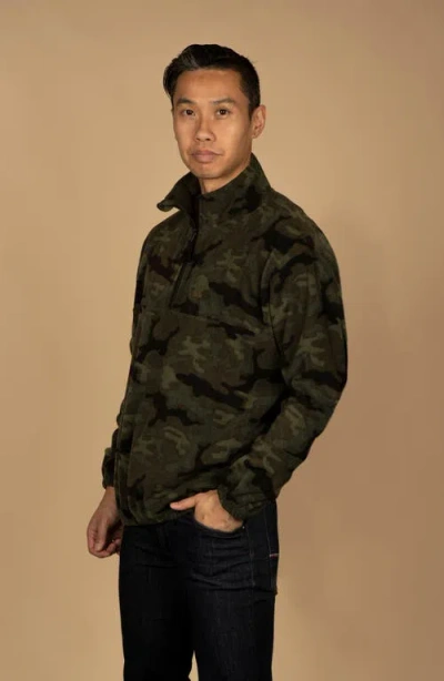 Burnside Polar Fleece Quarter Zip Sweatshirt In Green