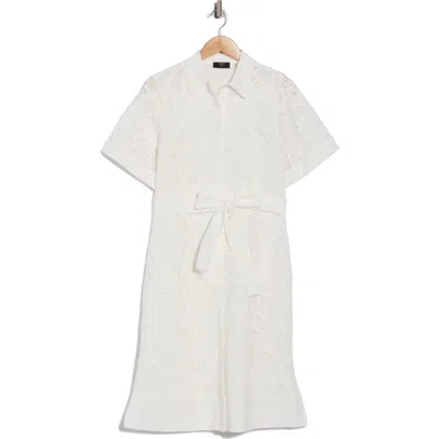 T Tahari Eyelet Cotton Shirtdress In White
