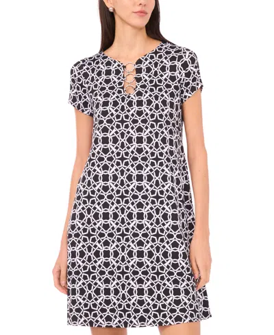 Msk Women's Short-sleeve Mini Dress In Multi