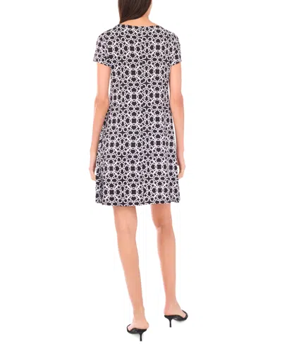 Msk Women's Short-sleeve Mini Dress In Multi