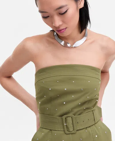 Inc International Concepts Women's Embellished Strapless Jumpsuit, Macy's Exclusive In Green