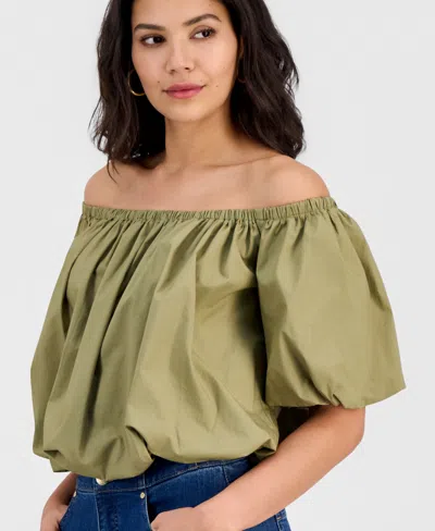Inc International Concepts Women's Cotton Off-the-shoulder Bubble-hem Blouse, Macy's Exclusive