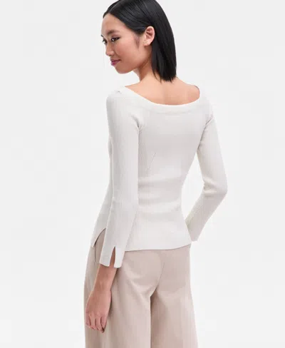 Inc International Concepts Women's Shimmer-knit Wide-neck Sweater, Macy's Exclusive In White