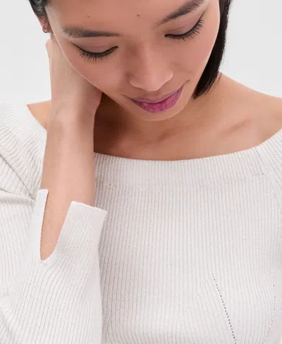 Inc International Concepts Women's Shimmer-knit Wide-neck Sweater, Macy's Exclusive In White