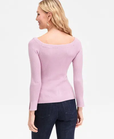 Inc International Concepts Women's Shimmer-knit Wide-neck Sweater, Macy's Exclusive In Pink