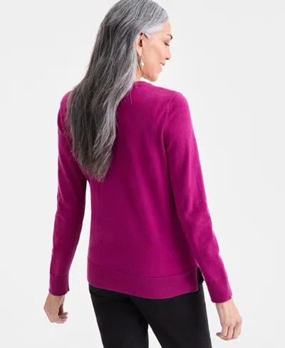 Style & Co Women's V-neck Long-sleeve Sweater, Created For Macy's In Purple