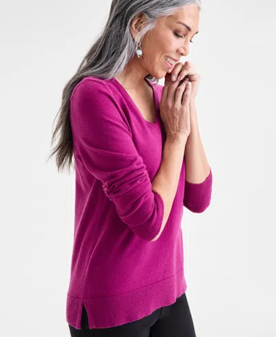 Style & Co Women's V-neck Long-sleeve Sweater, Created For Macy's In Purple