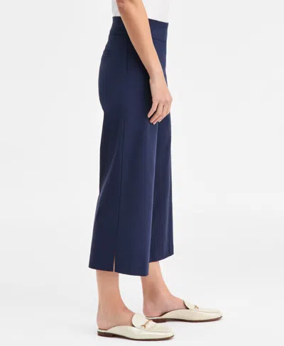 Jm Collection Women's Pull-on Cropped Wide-leg Pants, Exclusively At Macy's In Blue