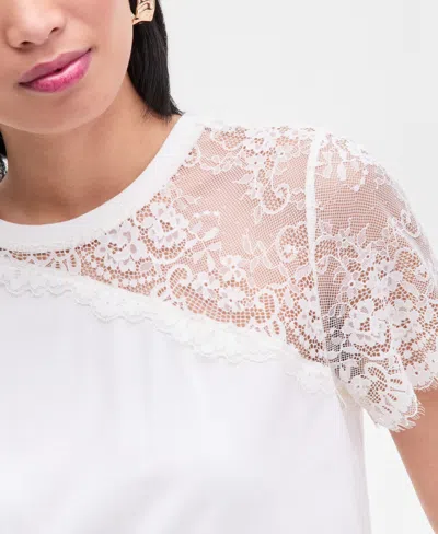 Inc International Concepts Women's Lace-shoulder T-shirt, Macy's Exclusive In White