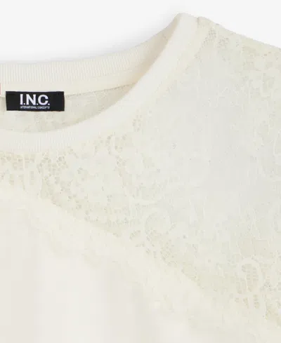 Inc International Concepts Women's Lace-shoulder T-shirt, Macy's Exclusive In White