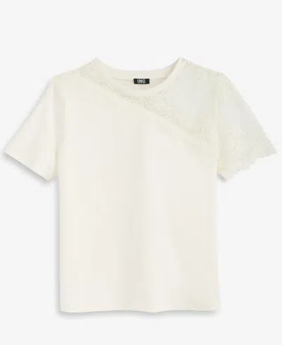 Inc International Concepts Women's Lace-shoulder T-shirt, Macy's Exclusive In White